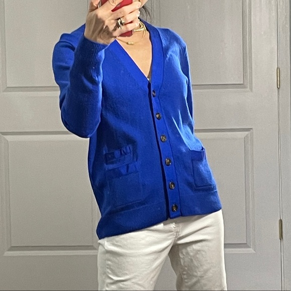 J. Crew Sweaters - J Crew Royal Blue 100% Merino Wool Cardigan size M